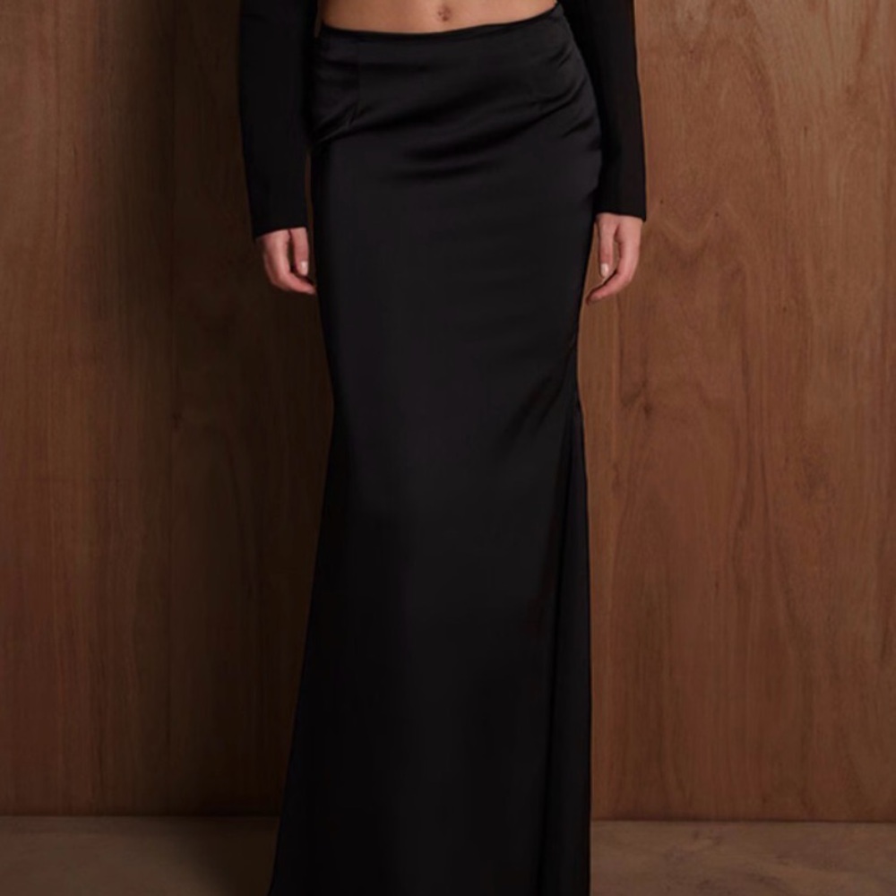 Elegant Black Satin Skirt